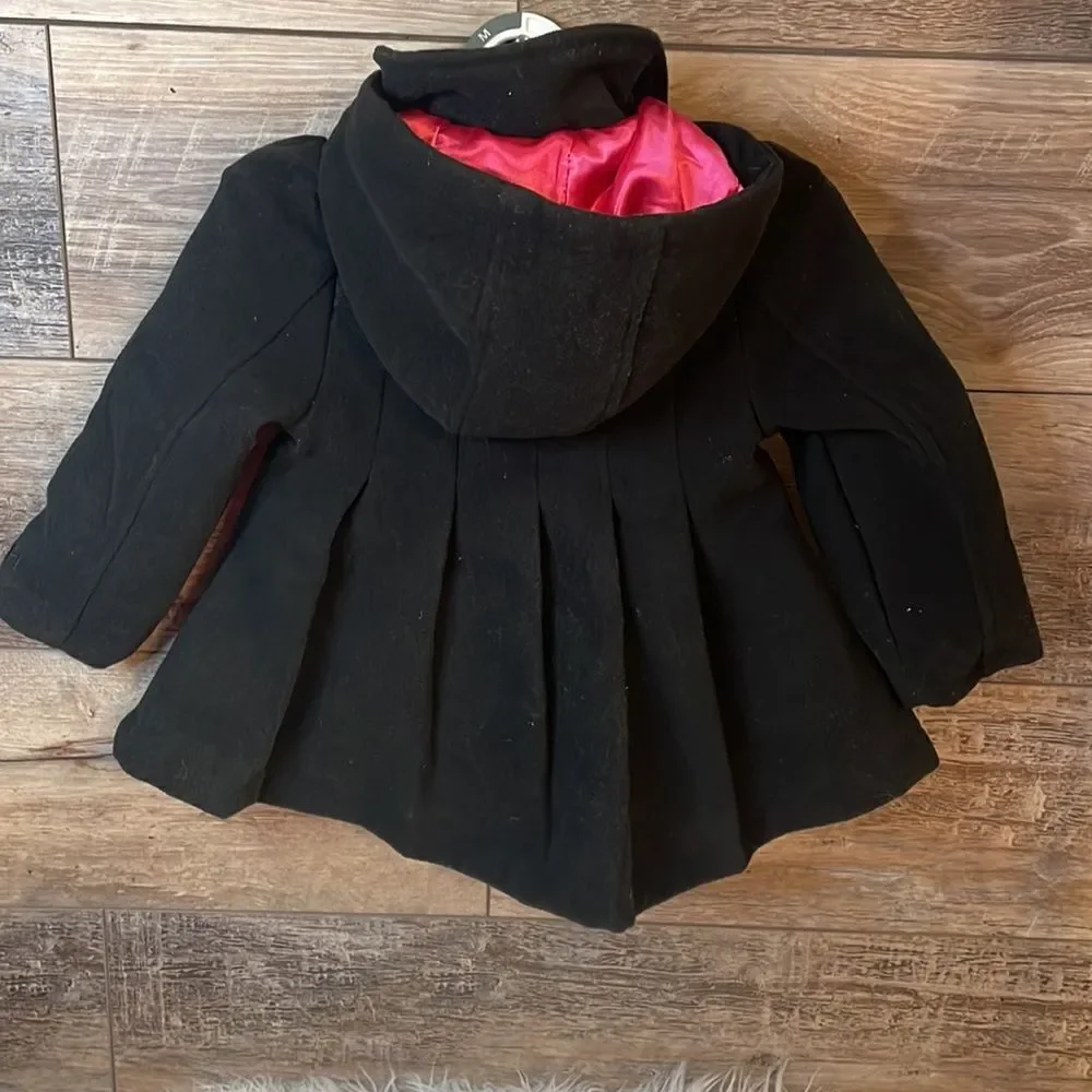 OK ONLY KIDS APPAREL OUTERWEAR Coat Hooded Black Pink Size 18M Vintage